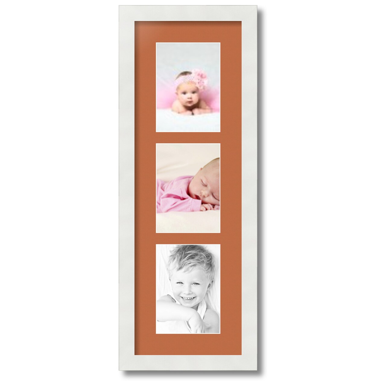 ArtToFrames Collage Photo Picture Frame with 3 - 5x7 inch Openings, Framed in White with Over 62 Mat Color Options and Plexi Glass (CSM-3966-138)